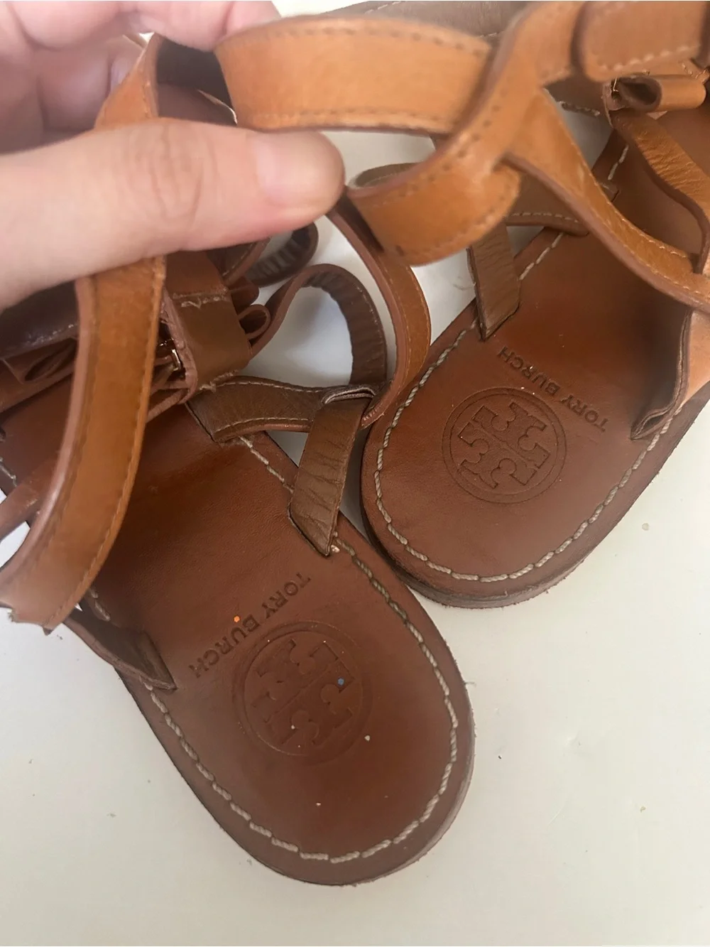 Tory Burch Kira Sandals Womens Size 7 M Leather Buckle Strappy Shoes